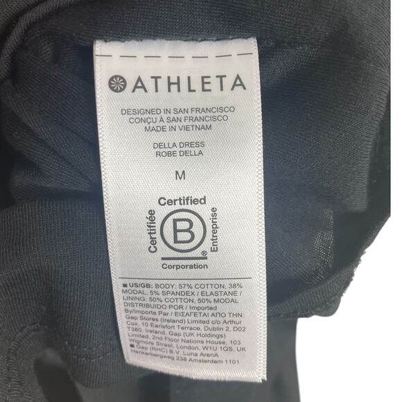 Athleta Della Ruched Sleeveless Tank Dress Athleisure Minimalist Black Size M - Picture 9 of 10